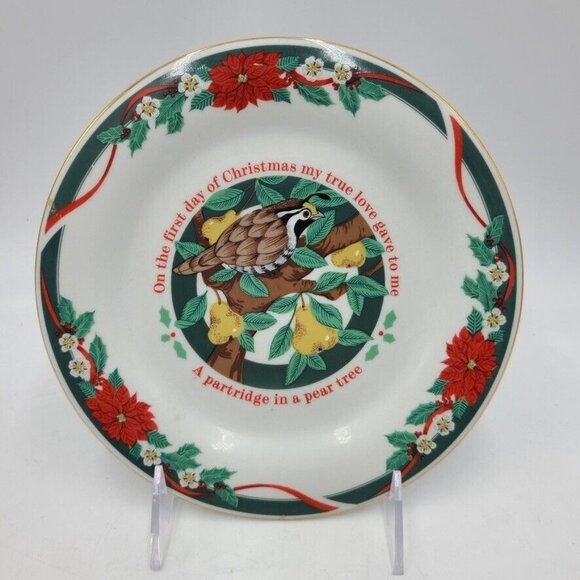Vintage 90s Tienshan 12 Days of Christmas Partridge in a Pear Tree Plate 7.5" - Picture 1 of 4